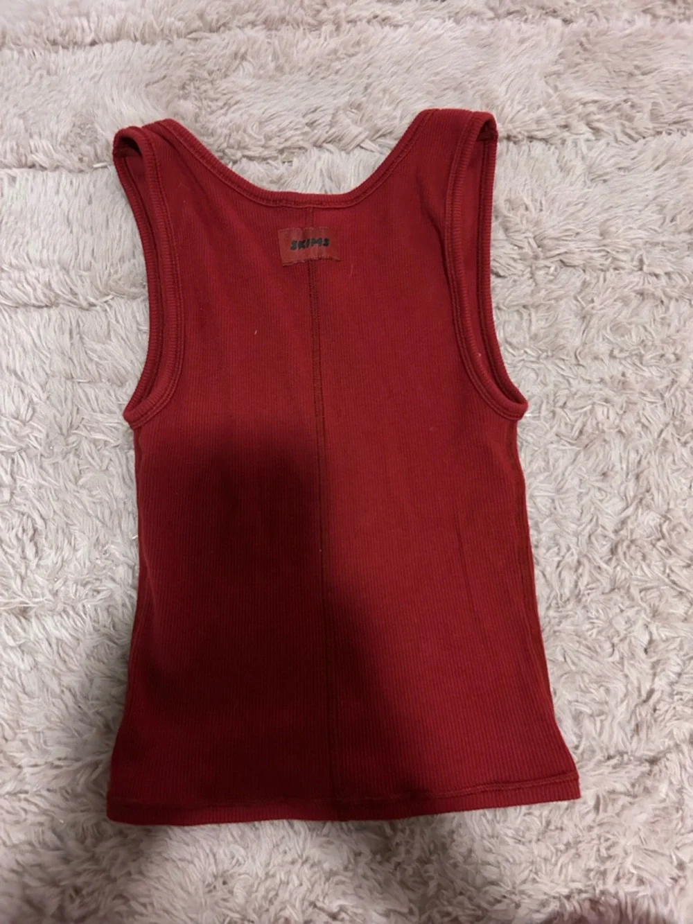 SKIMS Ribbed Tank Top in Deep Burgundy - Picture 3 of 4